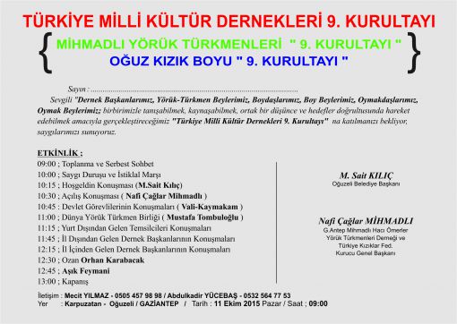  9.KURULTAY 11 Ekim 2015 Oğuzeli /Gaziantep
